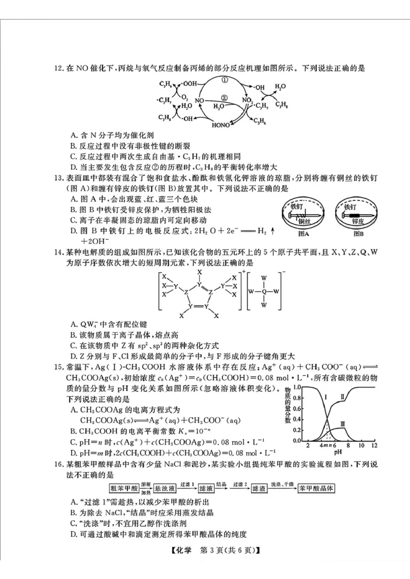 浙江强基联盟2025届高三下学期2月联考化学试卷_2024-2025高三（6-6月题库）_2025年02月试卷_0217浙江强基联盟2025届高三下学期2月联考（全科）
