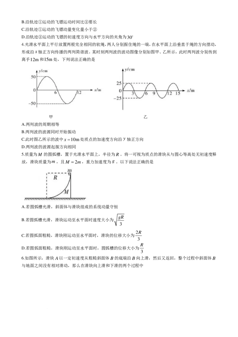 湖南省湖南师范大学附属中学2025届高三上学期月考（二）物理_2024-2025高三（6-6月题库）_2024年10月试卷_10072025届湖南省&rdquo;炎德英才&ldquo;师大附中高三10月月考