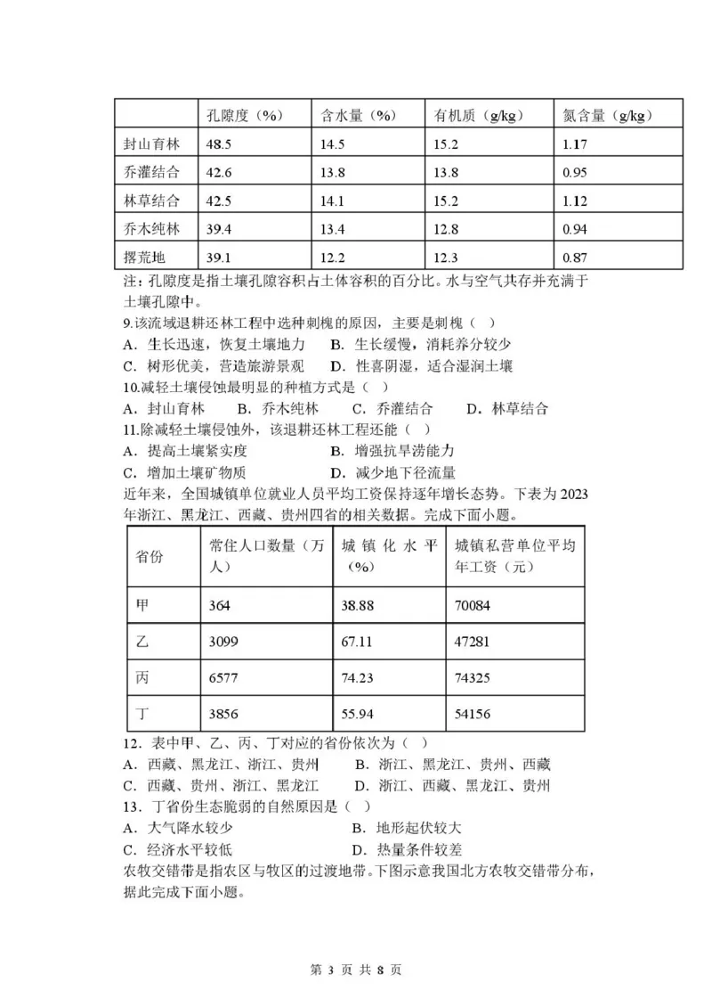 高二地理试卷_2024-2025高二（7-7月题库）_2025年03月试卷_0320江苏省盐城市五校联盟2024-2025学年高二下学期3月第一次联考