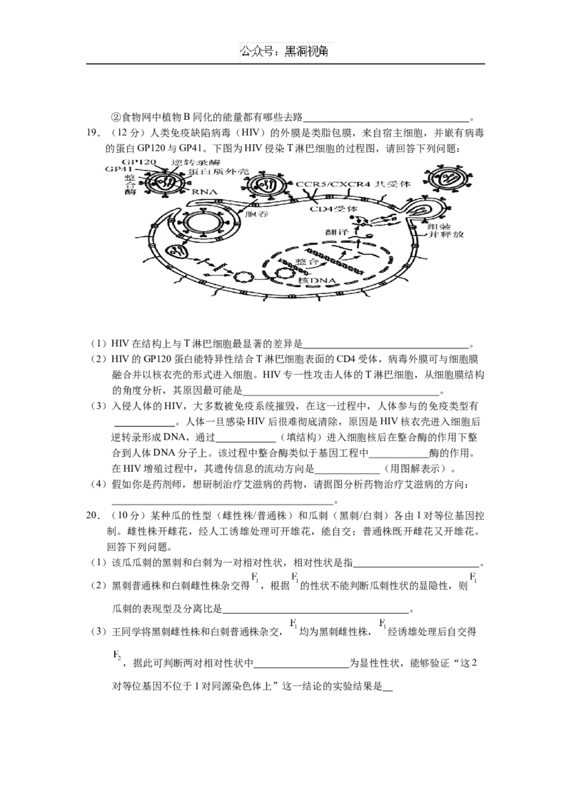 生物试卷_2024-2025高三（6-6月题库）_2024年12月试卷_1226云南省丽江市2025届高中毕业生复习统一检测试题（全科）_云南省丽江市2025届高中毕业生复习统一检测生物