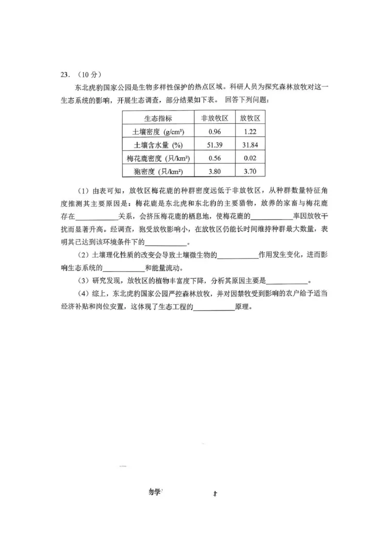 长春市2026届高三质量监测（一）生物_2024-2026高三（6-6月题库）_2026年01月高三试卷_0107吉林省长春市2026届高三质量监测（一）（长春一模）（全）