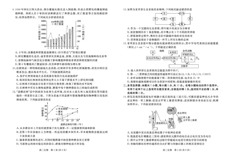 高二生物试卷张家口市2025&mdash;2026学年度第一学期高二年级期末教学质量监测生物试卷_2024-2025高二（7-7月题库）_2026年1月高二