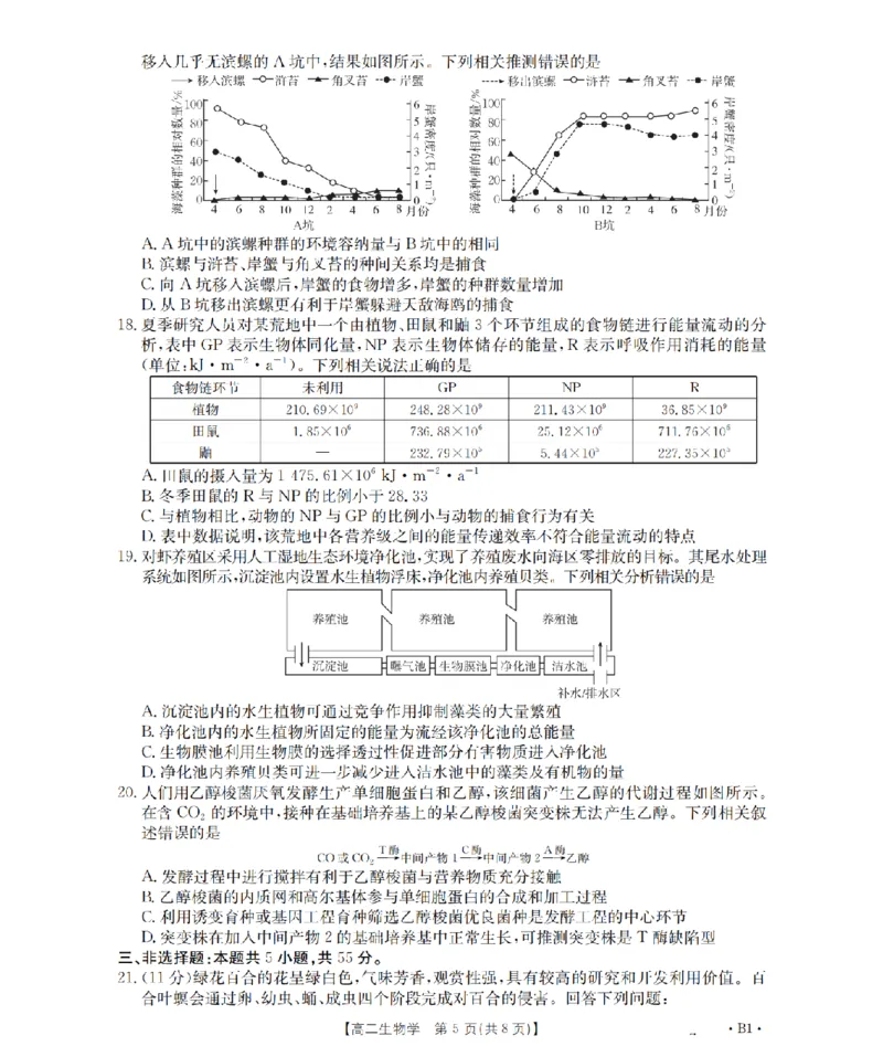 生物学_扫描版_2024-2025高二（7-7月题库）_2026年1月高二_260125山东省济宁市2025-2026学年高二上学期1月诊断性练习月考（全）