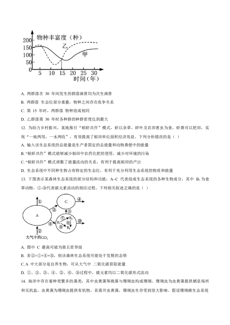 辽宁省丹东市2024-2025学年高二上学期期末考试生物Word版含答案_2024-2025高二（7-7月题库）_2025年03月试卷_0305辽宁省丹东市2024-2025学年高二上学期期末考试