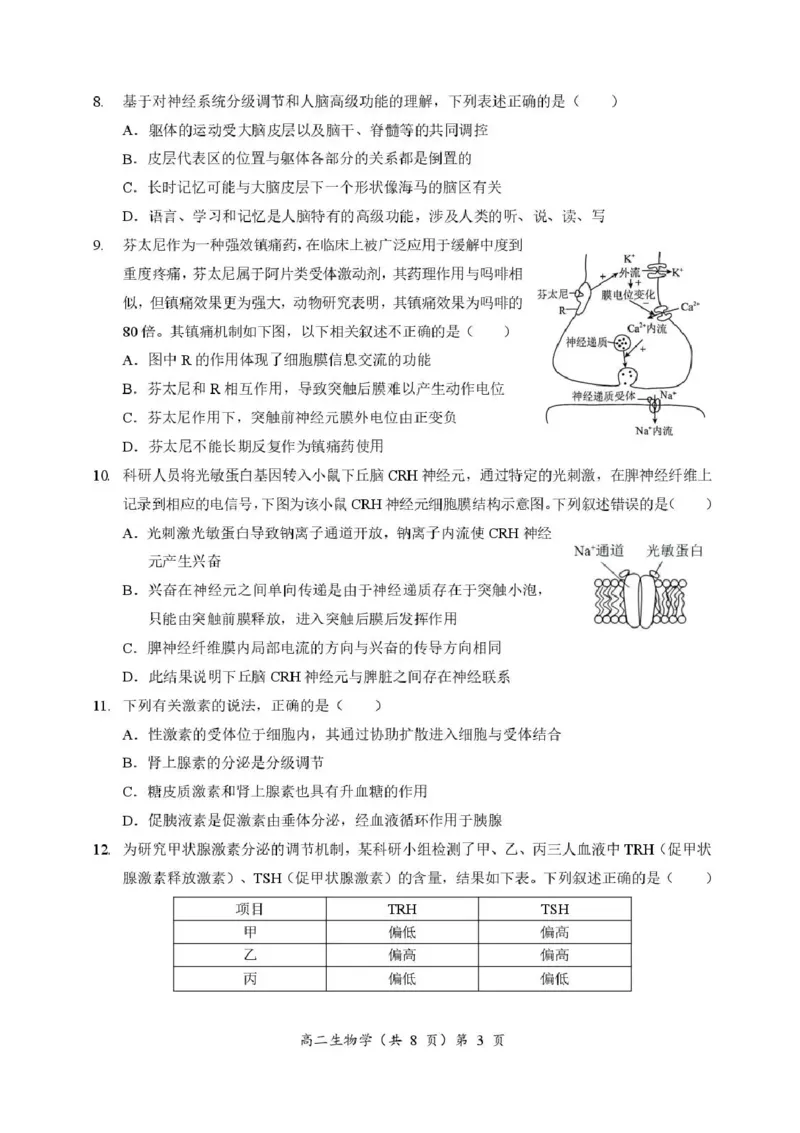 湖北省孝感市重点中学5G联合体2025-2026学年高二上学期期中考试生物试题含答案_251204湖北省孝感市重点中学5G联合体2025-2026学年高二上学期11月期中