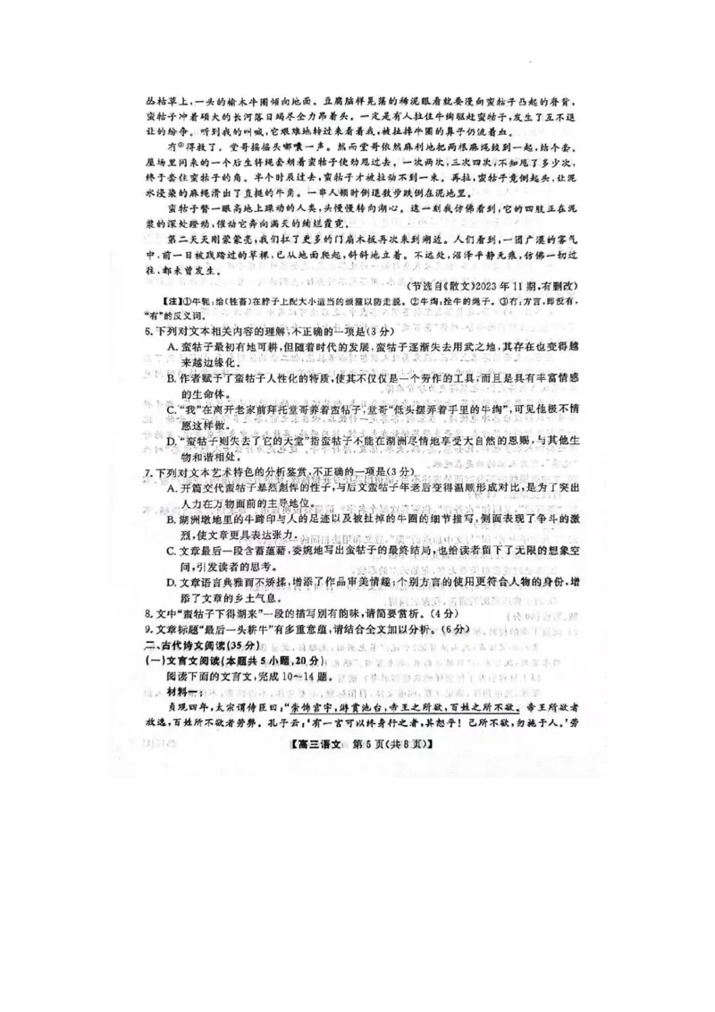 陕西省十七校2024-2025学年高三上学期11月期中联考语文试题_2024-2025高三（6-6月题库）_2024年11月试卷_1129陕西省十七校联考2024-2025学年高三上学期11月期中考试