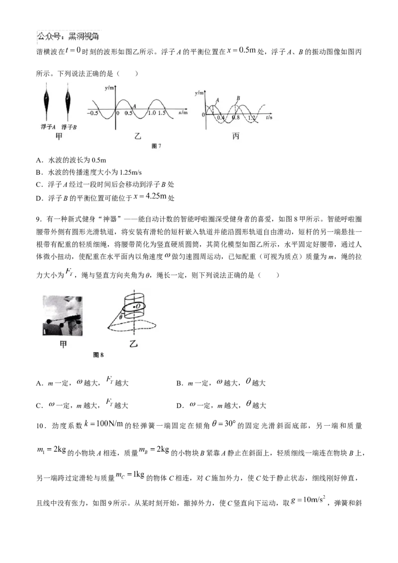 贵州省贵阳市第一中学2024-2025学年高三上学期高考适应性月考卷（一）物理试卷（含解析）_2024-2025高三（6-6月题库）_2024年09月试卷