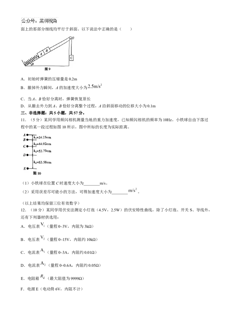 贵州省贵阳市第一中学2024-2025学年高三上学期高考适应性月考卷（一）物理试卷（含解析）_2024-2025高三（6-6月题库）_2024年09月试卷