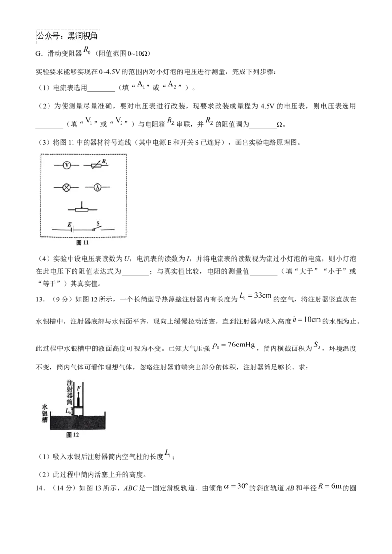 贵州省贵阳市第一中学2024-2025学年高三上学期高考适应性月考卷（一）物理试卷（含解析）_2024-2025高三（6-6月题库）_2024年09月试卷