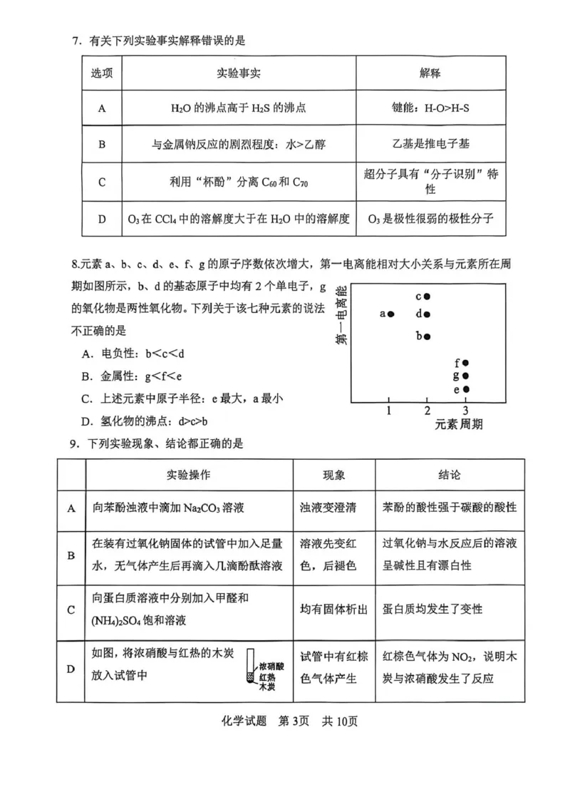 陕西省渭南市2026届高三上学期教学质量检测（Ⅰ）化学+答案_2024-2026高三（6-6月题库）_2026年01月高三试卷_0115陕西省渭南市2026届高三上学期教学质量检测（Ⅰ）（全）