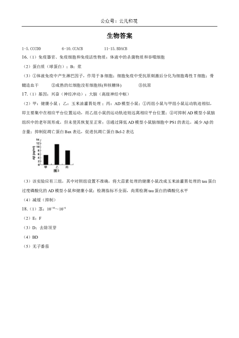 重庆市长寿中学2024-2025学年高二上学期12月月考生物试题Word版含答案_2024-2025高二（7-7月题库）_2024年12月试卷_1211重庆市长寿中学2024-2025学年高二上学期12月月考