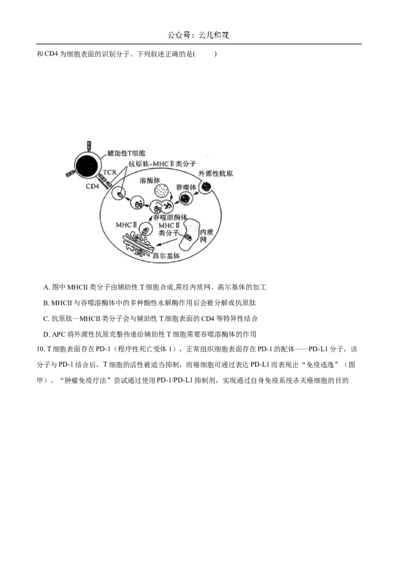 重庆市长寿中学2024-2025学年高二上学期12月月考生物试题Word版含答案_2024-2025高二（7-7月题库）_2024年12月试卷_1211重庆市长寿中学2024-2025学年高二上学期12月月考