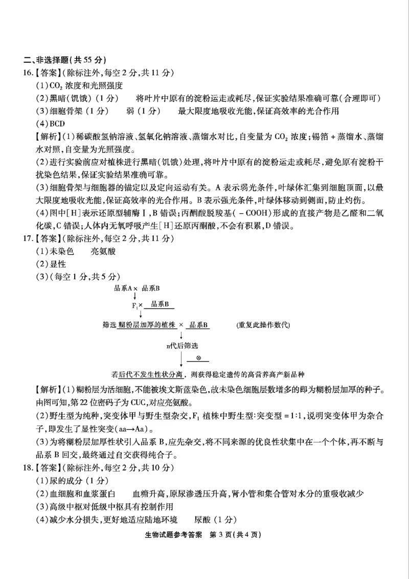 重庆市南开中学高2025届高三第五次质量检测生物答案_2024-2025高三（6-6月题库）_2025年01月试卷_0107重庆市南开中学高2025届高三第五次质量检测（全科）