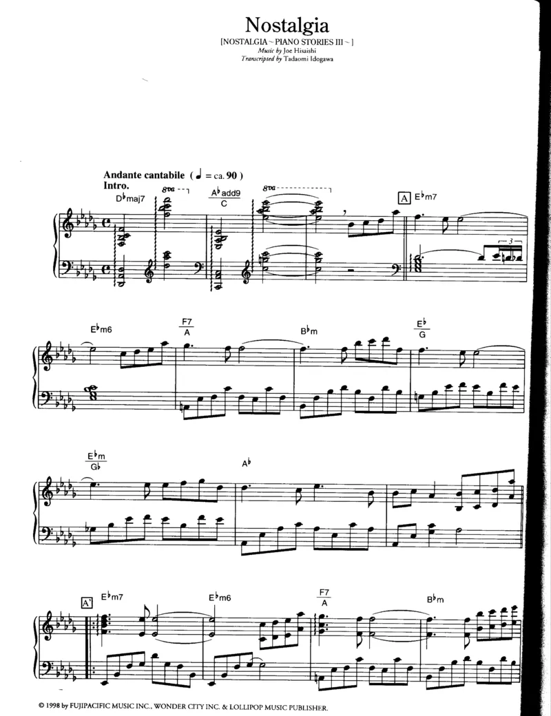 久石让谱集3_一万首著名钢琴曲谱哈农贝多芬合集视频教学电子版高清无水印可打印_02现代钢琴谱合集_久石让钢琴谱全集