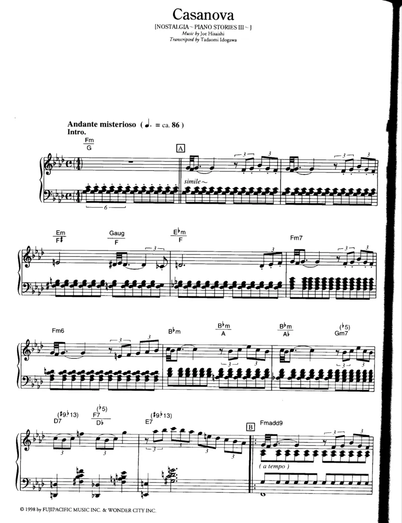 久石让谱集3_一万首著名钢琴曲谱哈农贝多芬合集视频教学电子版高清无水印可打印_02现代钢琴谱合集_久石让钢琴谱全集