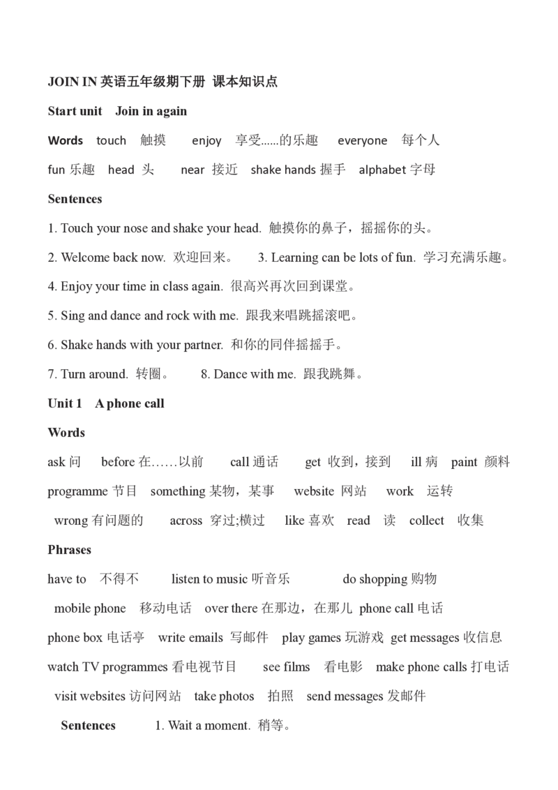 五年级下册英语剑桥Joinin知识要点汇总_小学1-6年级全部试卷_英语_五年级_3-10-6、小学五年级英语下册_3-10-6-1、复习、知识点、归纳汇总_其它