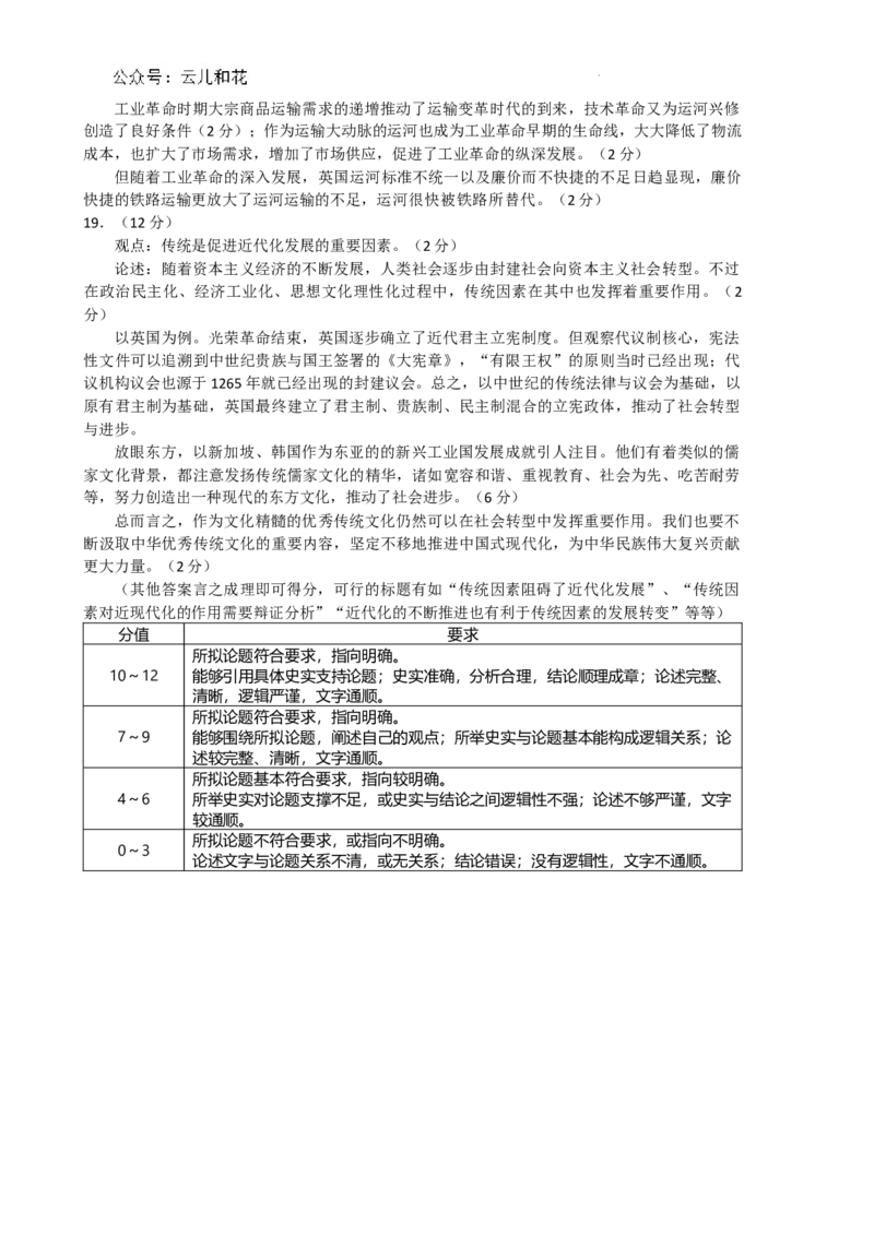 高二历史参考答案_2024-2025高二（7-7月题库）_2024年07月试卷_0712湖北省五市州2023-2024学年高二下学期7月期末_湖北省五市州2023-2024学年高二下学期期末联考历史试卷