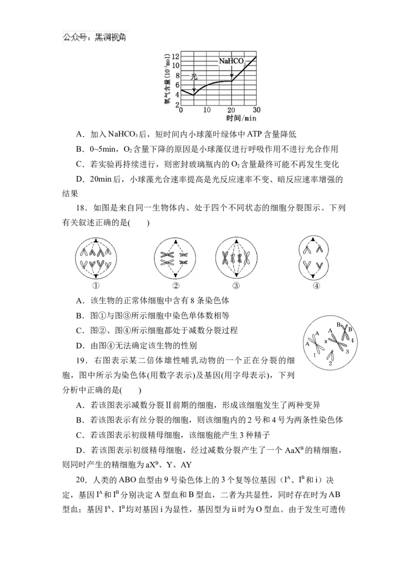 黑龙江省实验中学2024-2025学年高三上学期第二次月考生物试卷_2024-2025高三（6-6月题库）_2024年10月试卷_1031黑龙江省实验中学2024-2025学年高三上学期10月月考