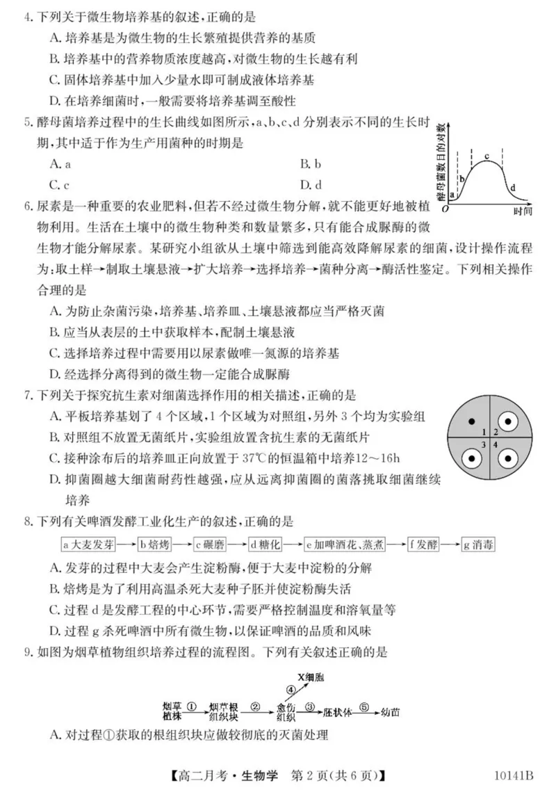 甘肃省定西市临洮县文峰中学2024-2025学年高二下学期第一次月考生物学试卷（PDF版，含答案）_2024-2025高二（7-7月题库）_2025年04月试卷(1)