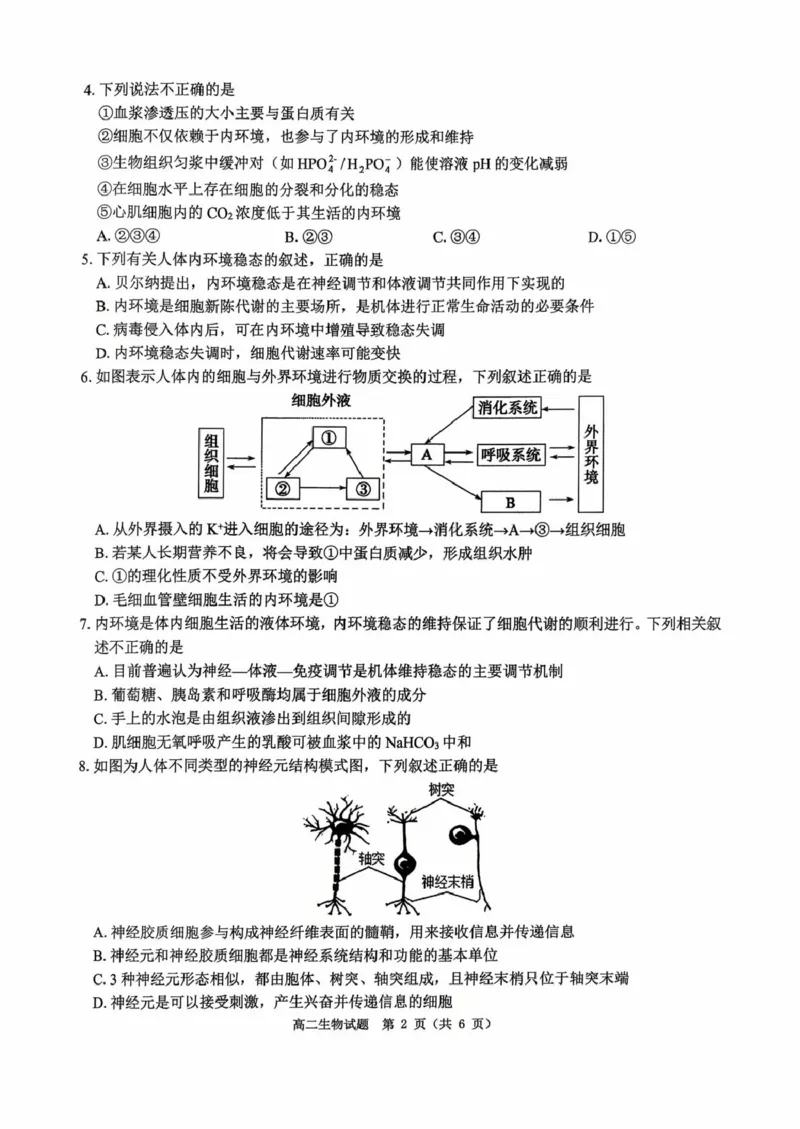 河南省驻马店市&ldquo;逐梦计划&rdquo;环际大联考2025-2026学年高二上学期阶段考试（一）生物PDF版含答案_2025年10月高二试卷