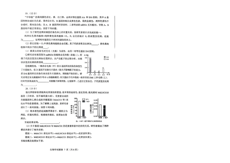 绵阳市高中2023级第二次诊断性考试生物_2024-2026高三（6-6月题库）_2026年01月高三试卷_0123四川省绵阳市高中2023级第二次诊断性考试（绵阳二诊A卷）（全）