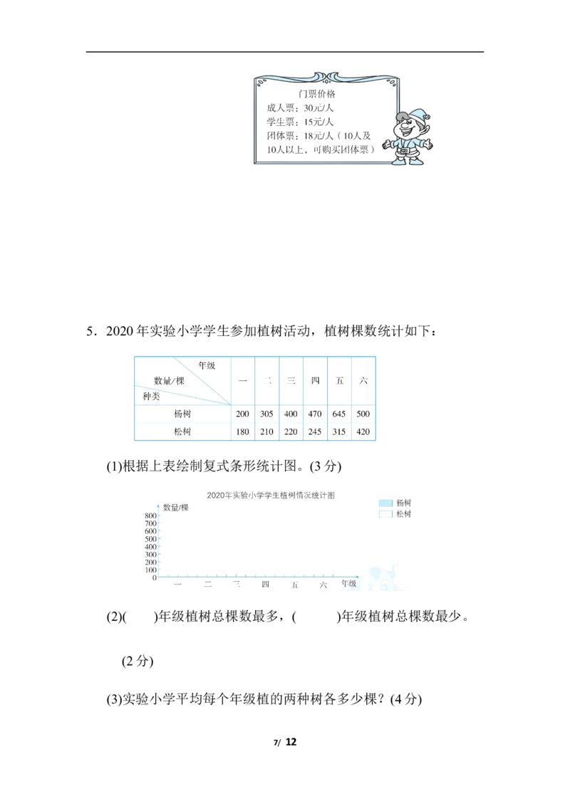 人教版数学四年级下册期末模拟卷（二）及答案_小学1-6年级全部试卷_数学_四年级_3-9-4、小学四年级数学下册_3-9-4-2、练习题、作业、试题、试卷_人教版_2023-6-17更新