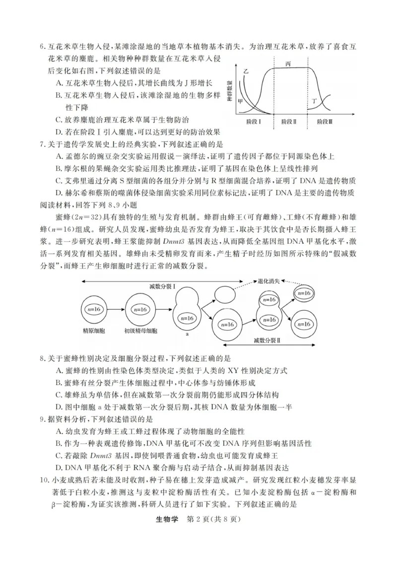 生物试卷-浙江强基联盟2025年12月高二联考_251230浙江省强基联盟2025-2026学年高二上学期12月联考（全）