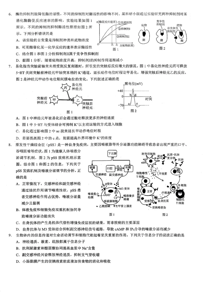26康德模拟调研2生物_2024-2026高三（6-6月题库）_2026年01月高三试卷_01112026年重庆市普通高中学业水平选择性考试高考模拟调研卷（二）（全）
