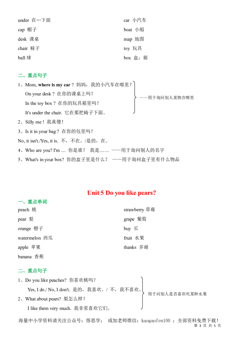 三年级下册人教版PEP英语寒假预习单词及短语_小学1-6年级全部试卷_英语_三年级_3-8-6、小学三年级英语下册_3-8-6-1、复习、知识点、归纳汇总_人教PEP版