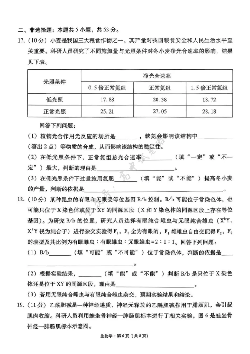 生物试卷-西南名校联盟2026届&ldquo;3+3+3&rdquo;高考备考诊断性联考（一）_2024-2026高三（6-6月题库）_2025年12月高三试卷_251225西南名校联盟2026届&ldquo;3+3+3&rdquo;高考备考诊断性联考（一）（全科）