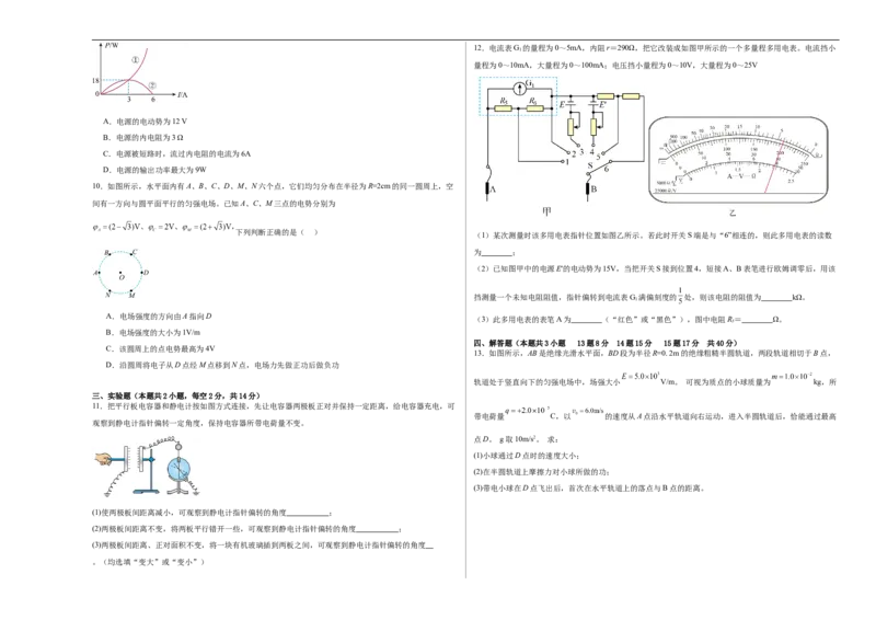 物理试卷_2024-2025高二（7-7月题库）_2026年1月高二_260104内蒙古自治区鄂尔多斯市第一中学2025-2026学年高二上学期12月月考（全）