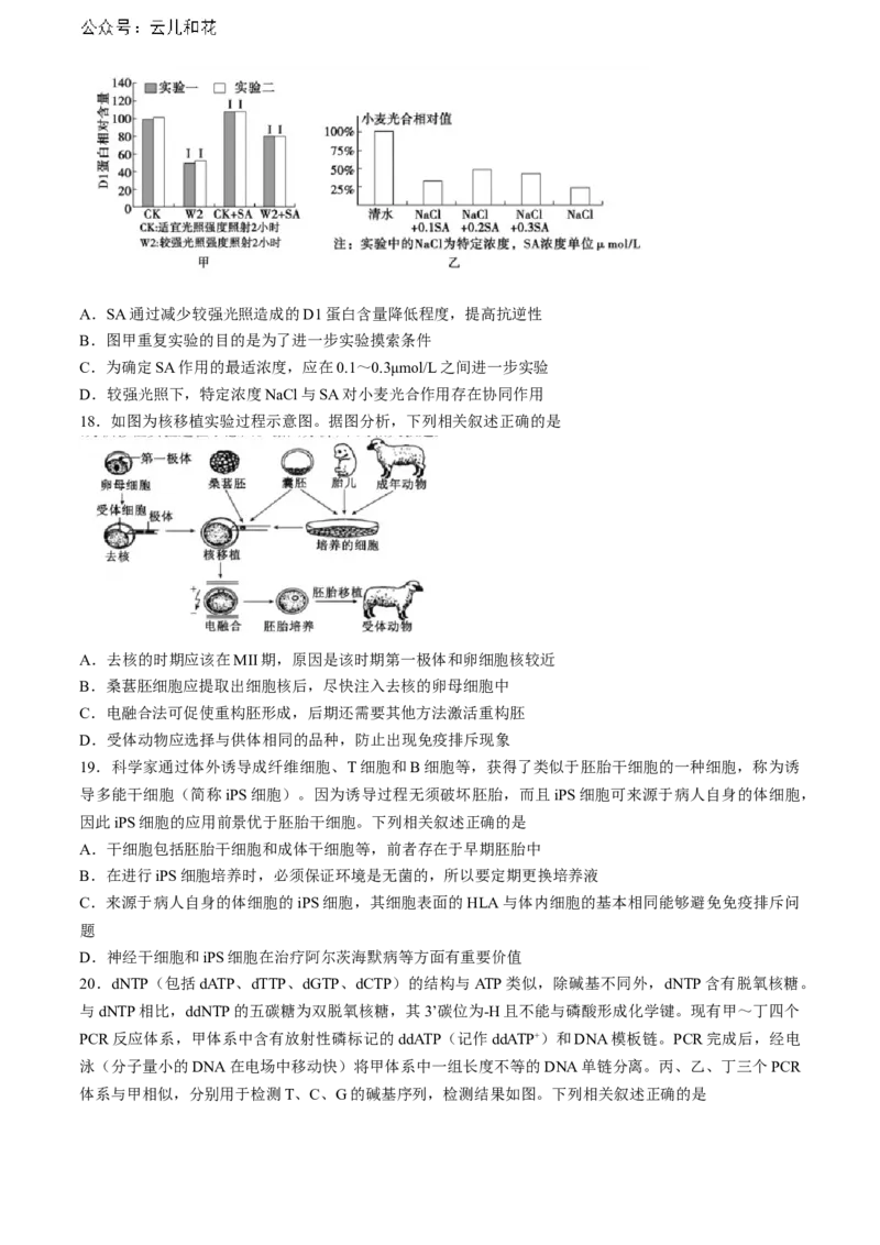 山东省泰安市2023-2024学年高二下学期7月期末生物试题_2024年07月试卷_0721山东省泰安市2023-2024学年高二下学期7月期末考试_山东省泰安市2023-2024学年高二下学期7月期末生物试题(无答案)