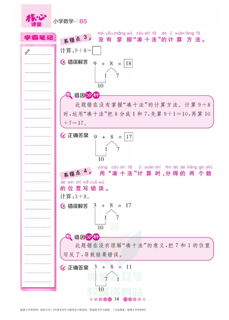 一年级上册数学北师版易错清单_小学1-6年级全部试卷_数学_一年级_3-6-3、小学一年级数学上册_3-6-3-1、复习、知识点、归纳汇总_北师大版