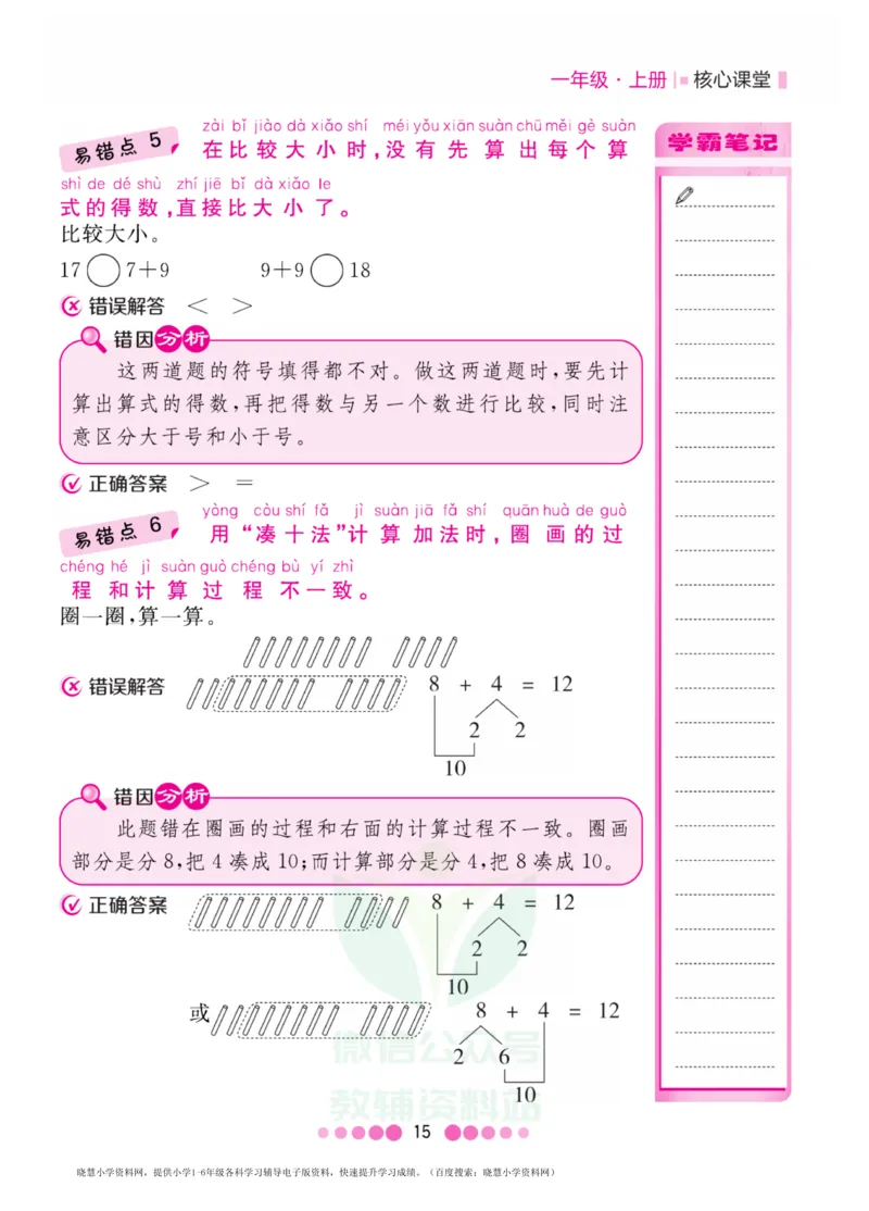 一年级上册数学北师版易错清单_小学1-6年级全部试卷_数学_一年级_3-6-3、小学一年级数学上册_3-6-3-1、复习、知识点、归纳汇总_北师大版