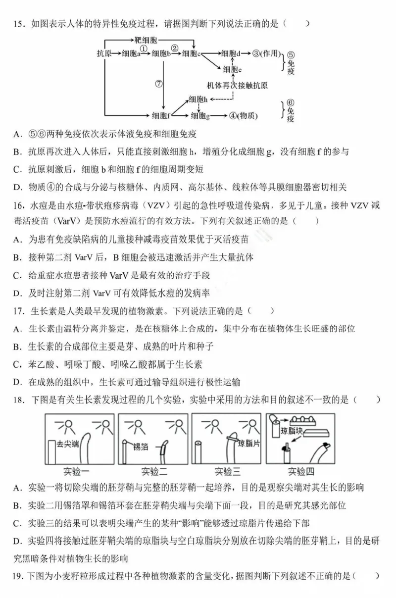 黑龙江省哈尔滨市第九中学校2024-2025学年高二上学期12月月考生物试卷（图片版，含答案）_2024-2025高二（7-7月题库）_2025年01月试卷