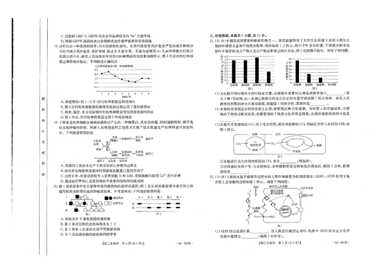 生物试卷_2024-2025高二（7-7月题库）_2024年07月试卷_0711河南省新乡市2023-2024学年高二下学期7月期末（金太阳601B）_河南省新乡市金太阳联考2023-2024学年高二下学期7月期末生物试题