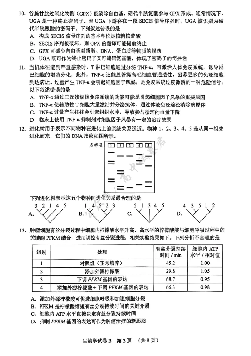 生物卷-2512广州零模_2024-2026高三（6-6月题库）_2025年12月高三试卷_251225广东省广州市2026届高三年级上学期12月调研测试（广州零模）（全科）