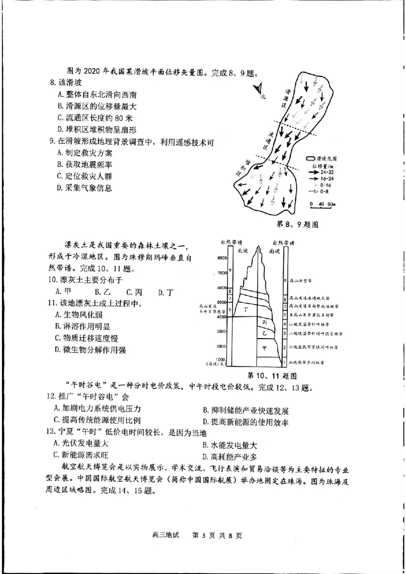 浙江省2025届高三杭州一模地理试题_2024-2025高三（6-6月题库）_2024年11月试卷_11072024-2025学年第一学期浙江省杭州市高三年级11月质量检测（杭州一模）