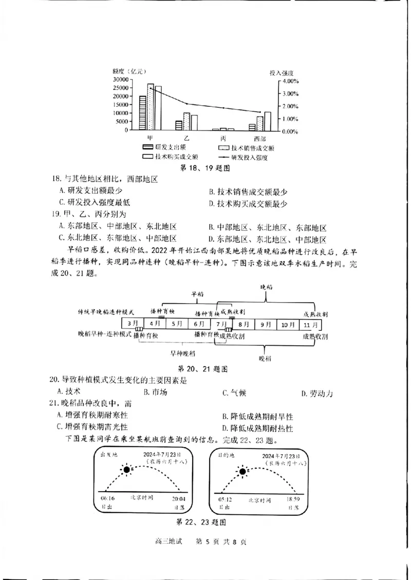 浙江省2025届高三杭州一模地理试题_2024-2025高三（6-6月题库）_2024年11月试卷_11072024-2025学年第一学期浙江省杭州市高三年级11月质量检测（杭州一模）