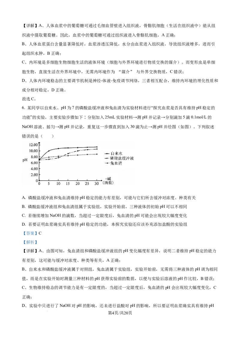 精品解析：安徽省县中联盟2025-2026学年高二上学期10月联考生物试题（解析版）_2025年10月高二试卷_251019安徽省县中联盟2025-2026学年高二上学期10月月考