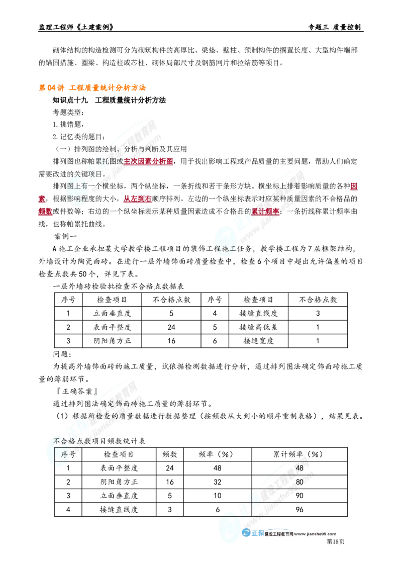 专题三　质量控制_监理工程师_2025监理工程师_2025年监理工程师-各大机构_2025年监理-土建案例_机构2-JG_01.精讲班-陈.江潮_讲义_章节版讲义