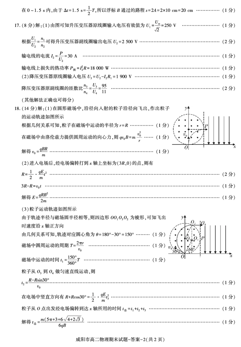 物理答案-咸阳市_2_2024-2025高三（6-6月题库）_2024年07月试卷_240712陕西省咸阳市2023-2024学年高二下学期7月期末_陕西省咸阳市2023-2024学年高二下学期7月期末物理