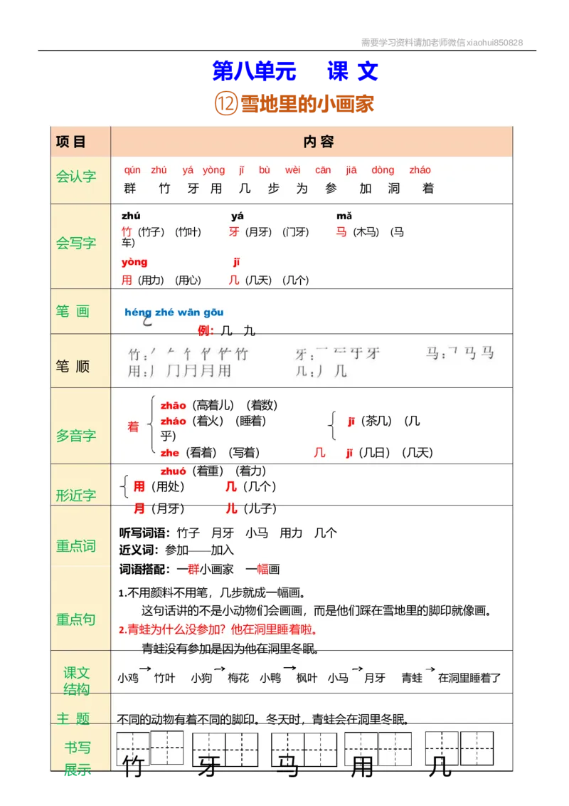 一年级语文上册课堂笔记_小学1-6年级全部试卷_语文_一年级_3-6-1、小学一年级语文上册_3-6-1-1、复习、知识点、归纳汇总_通用