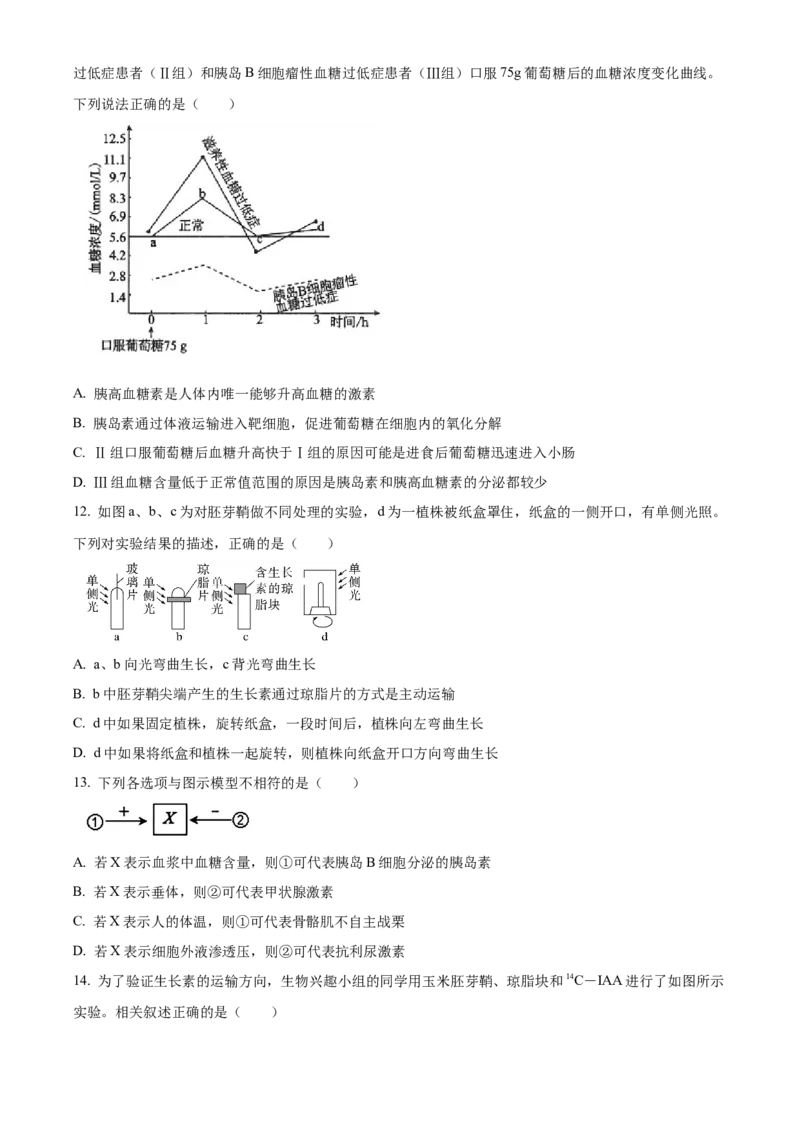 黑龙江省哈尔滨市第三中学2024-2025学年高二上学期期中生物试卷Word版无答案_2024-2025高二（7-7月题库）_2024年12月试卷_1216黑龙江省哈尔滨市第三中学2024-2025学年高二上学期期中