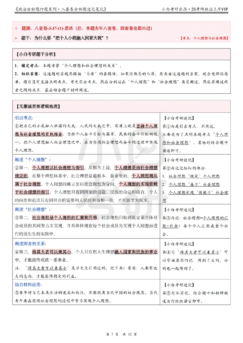 八套卷分析题速记笔记&middot;第3套小白考研_2026考公资料_（49）政治理论合集_政治理论合集_2025考研政治pdf（笔记）_肖秀荣考研政治_25肖秀荣《八套卷》+浓缩背诵合集