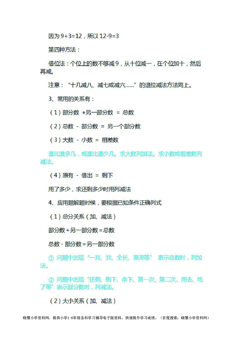 一年级下册数学北师大版知识要点汇总_小学1-6年级全部试卷_数学_一年级_3-6-4、小学一年级数学下册_3-6-4-1、复习、知识点、归纳汇总_北师大版