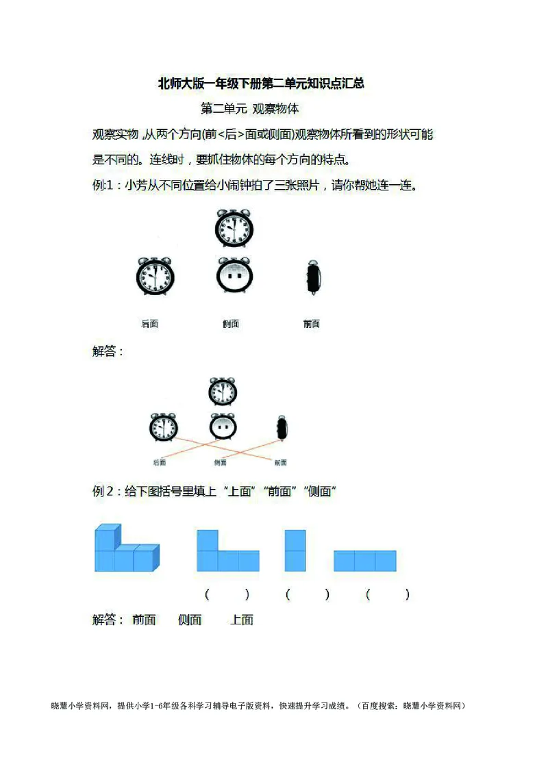 一年级下册数学北师大版知识要点汇总_小学1-6年级全部试卷_数学_一年级_3-6-4、小学一年级数学下册_3-6-4-1、复习、知识点、归纳汇总_北师大版