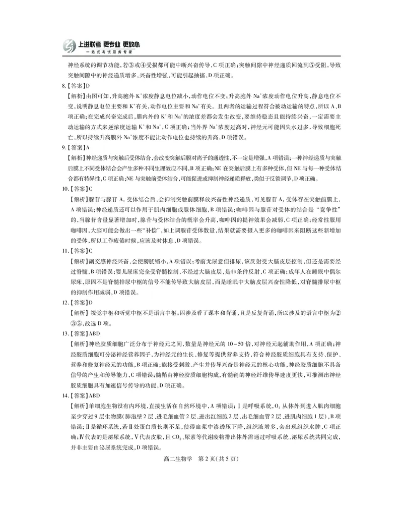 江西省上进联考2025-2026学年高二上学期11月期中考试&middot;生物答案_2025年11月高二试卷_251114江西省上进联考2025-2026学年高二上学期11月期中考试（全）