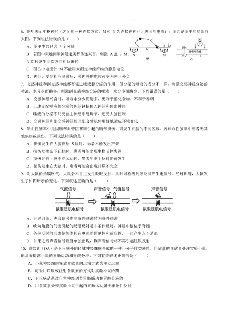 高二生物试题_2025年10月高二试卷_251028四川省成都外国语学校2025-2026学年高二上学期10月月考_四川省成都外国语学校2025-2026学年高二上学期10月检测生物试题含答案