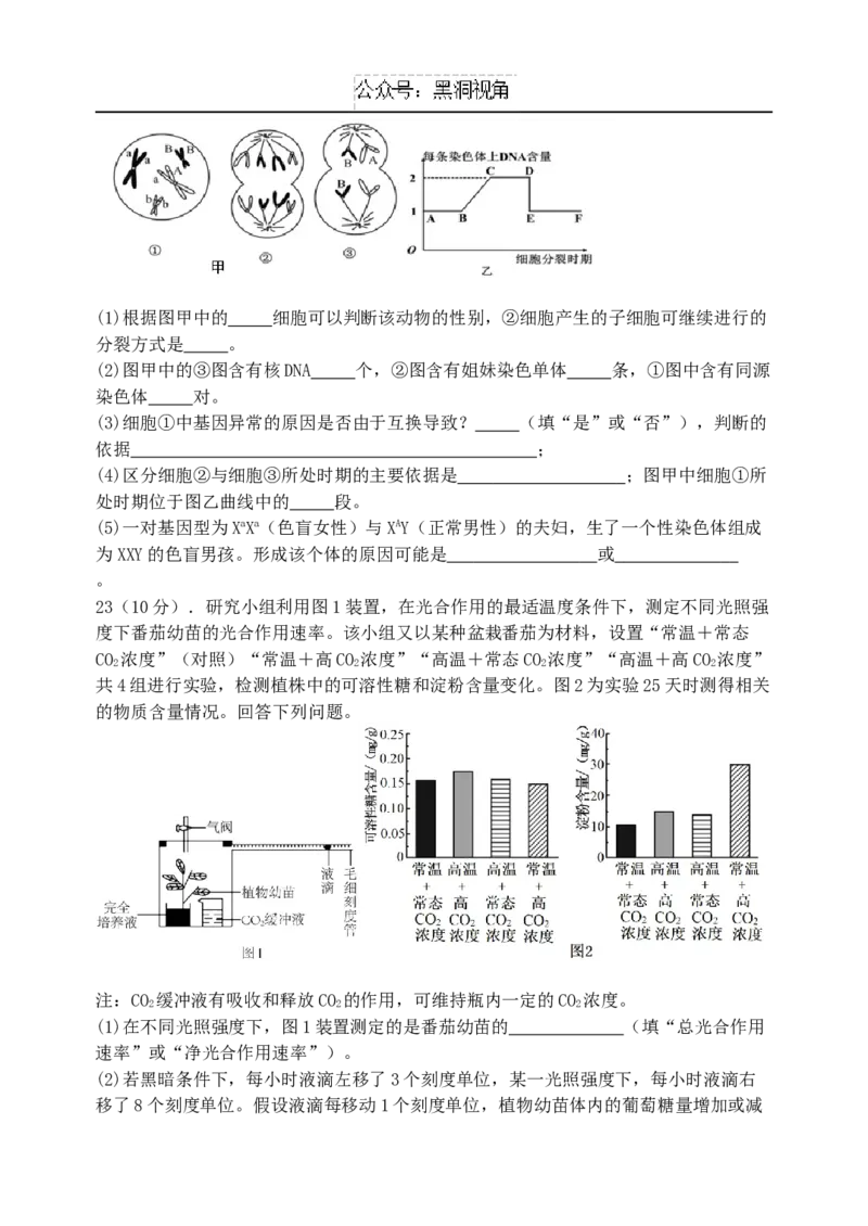 黑龙江省牡丹江市省级示范高中2024-2025学年高三上学期期中考试生物Word版含答案_2024-2025高三（6-6月题库）_2024年11月试卷